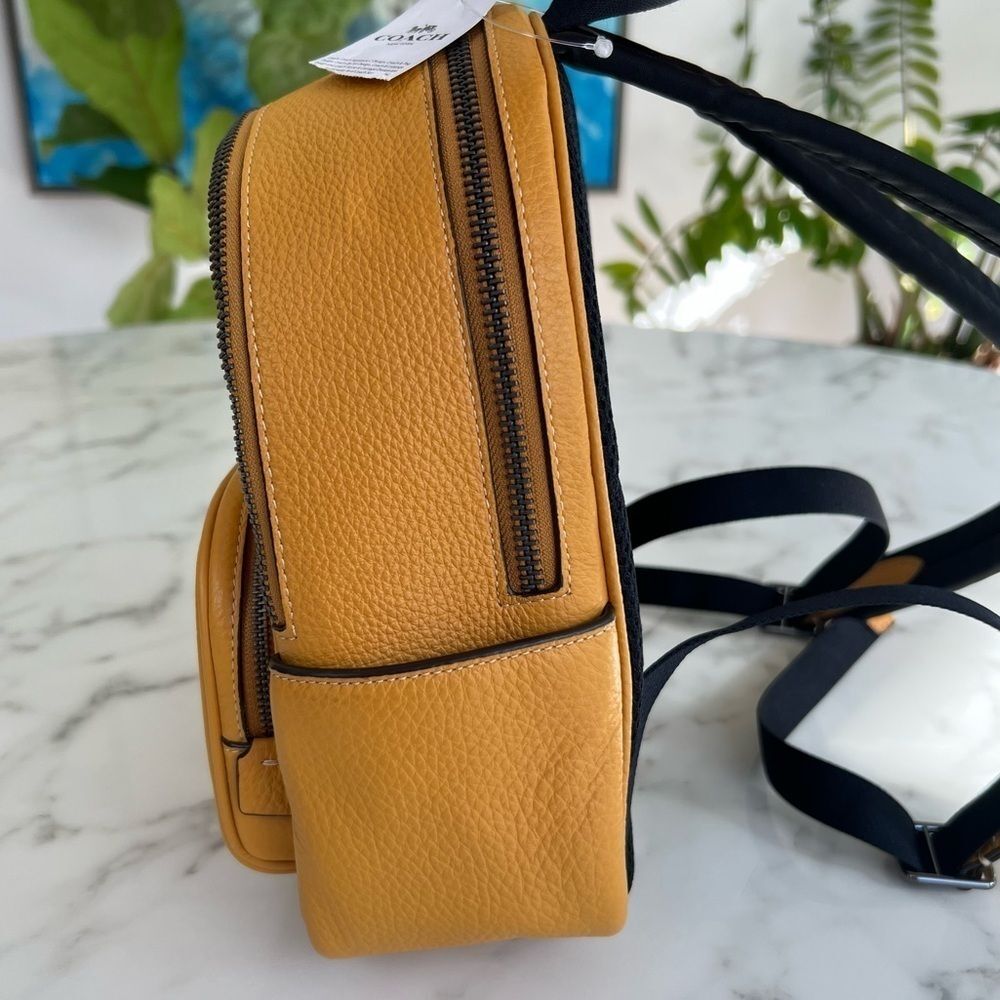NWT COACH Mini Court Backpack Buttercup Yellow Pebble Leather - Picture 3 of 14